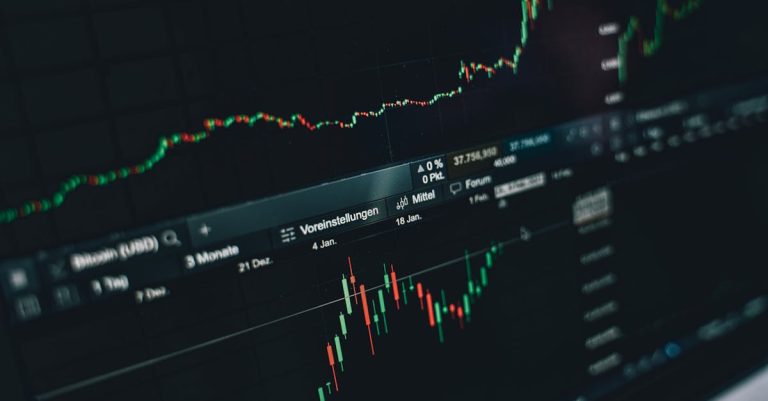 A computer screen displaying a financial chart of cryptocurrency prices with upward trends, indicating innovative growth in the crypto space in May 2025.